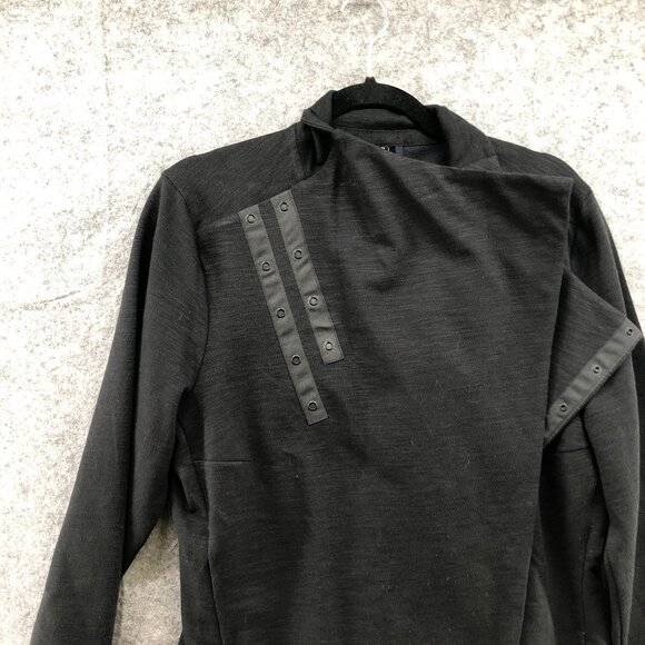 Deharo Labs Technical Moto Zip Sweatshirt Jacket Black Womens Size L Snap Button - Picture 9 of 13